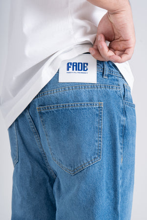 Light Blue Baggy Fit Jeans - Ribbed Cuff