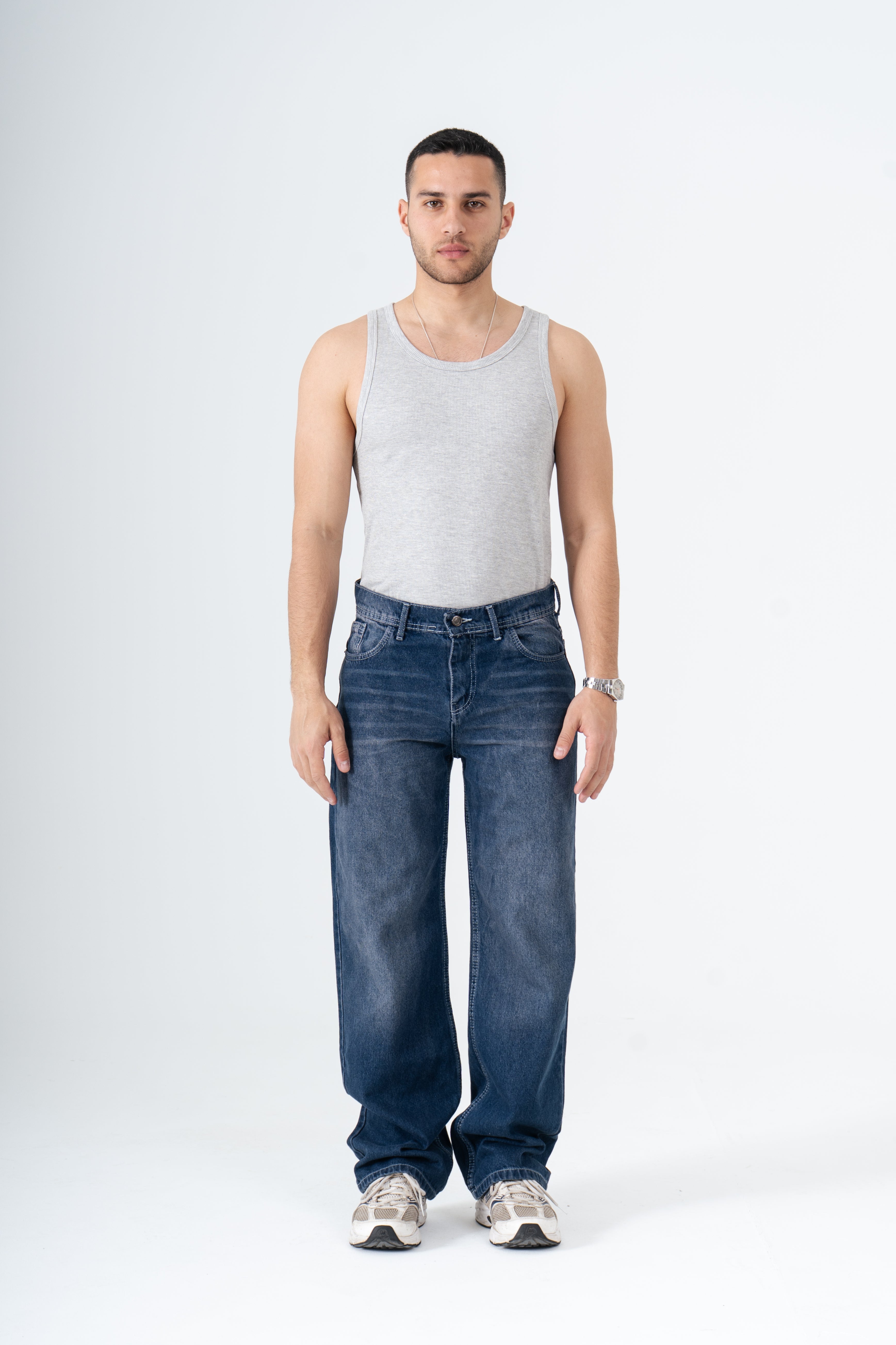 Blue washed Wide Leg Jeans