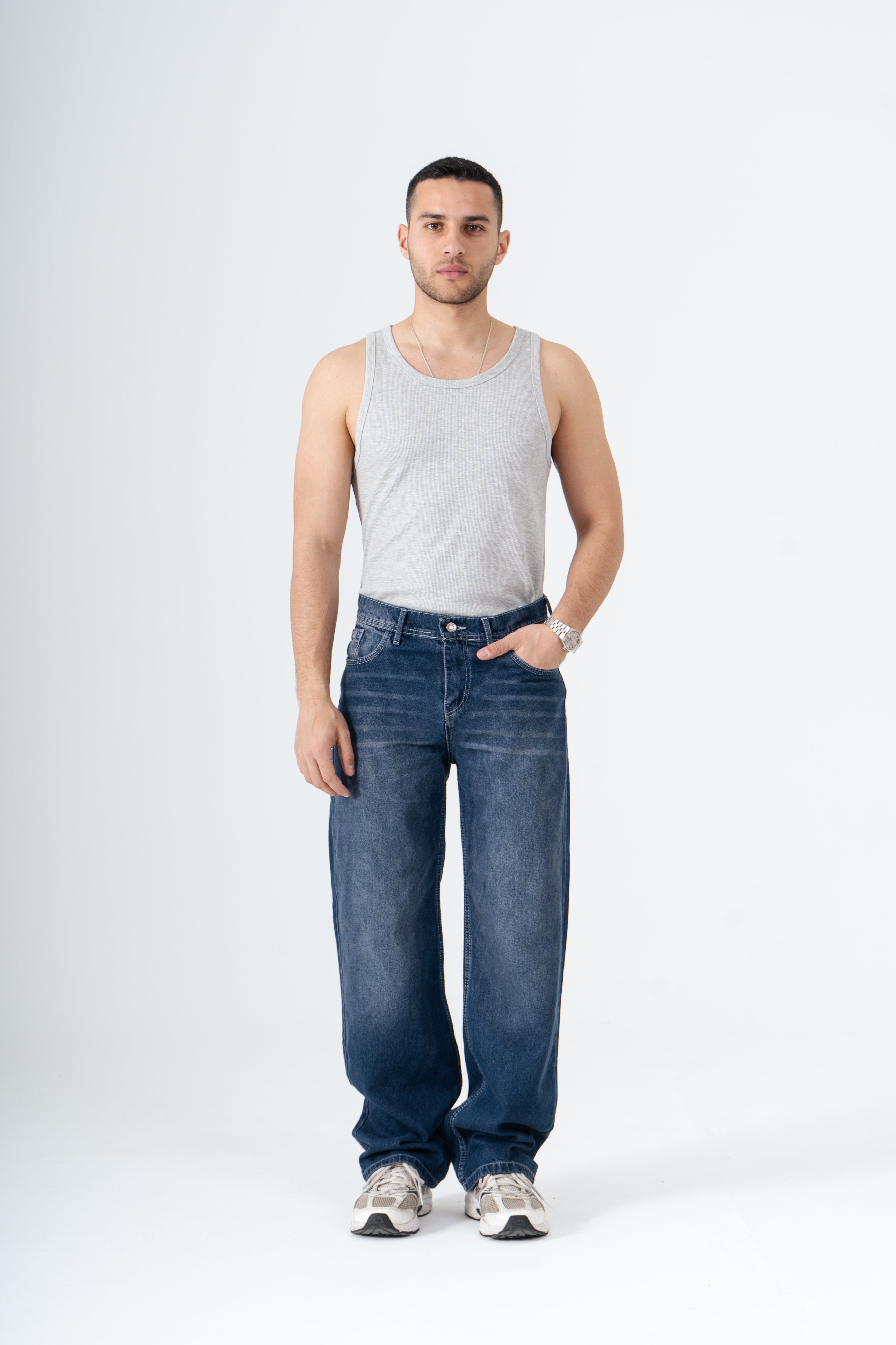 Blue washed Wide Leg Jeans
