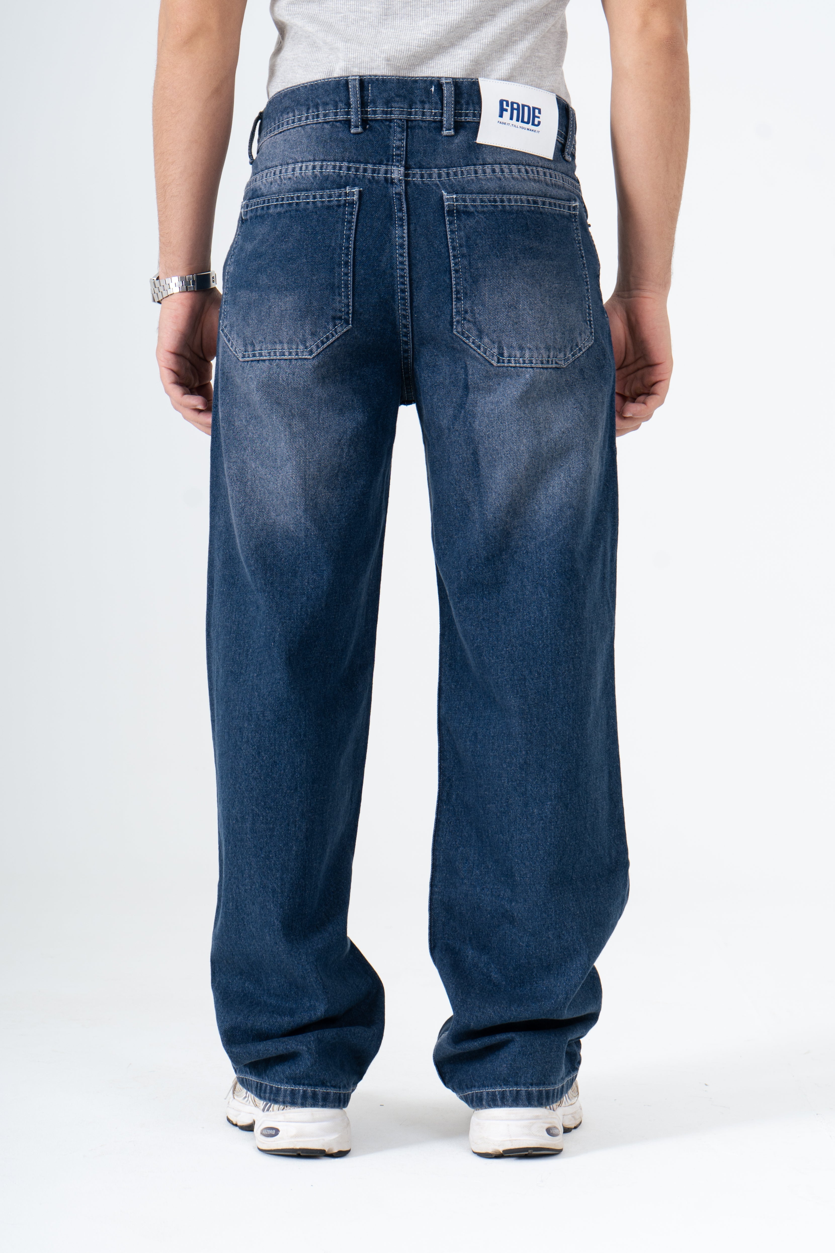 Blue washed Wide Leg Jeans