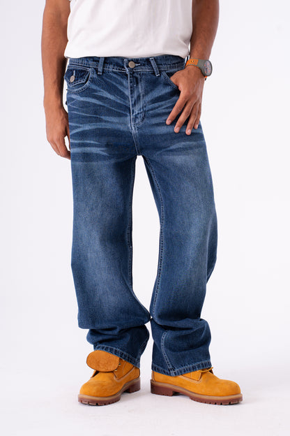 WHITE POCKET DARK BLUE BAGGY