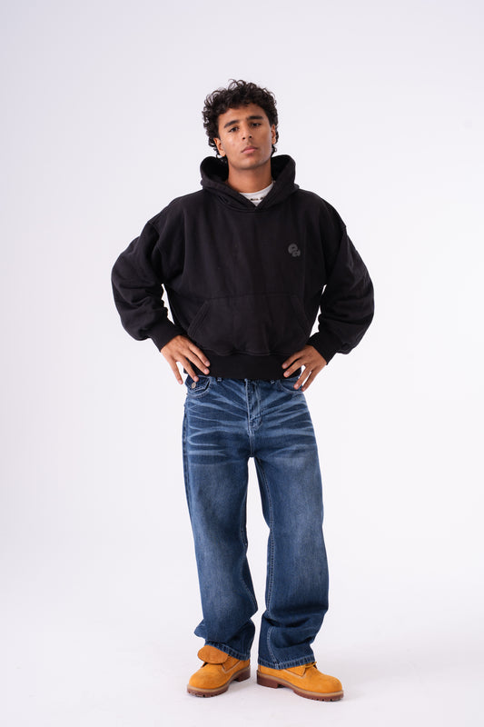 WHITE POCKET DARK BLUE BAGGY