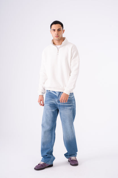 WHITE POCKET LIGHT BLUE BAGGY