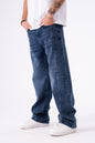 STITCHED BLUE BAGGY DENIM
