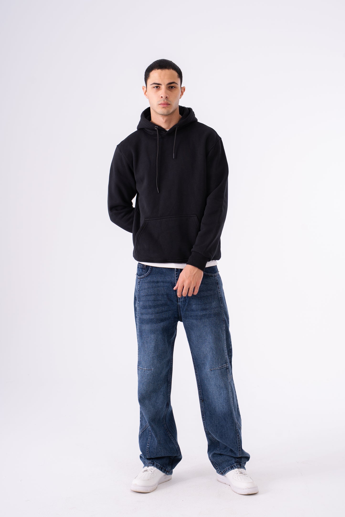 STITCHED BLUE BAGGY DENIM