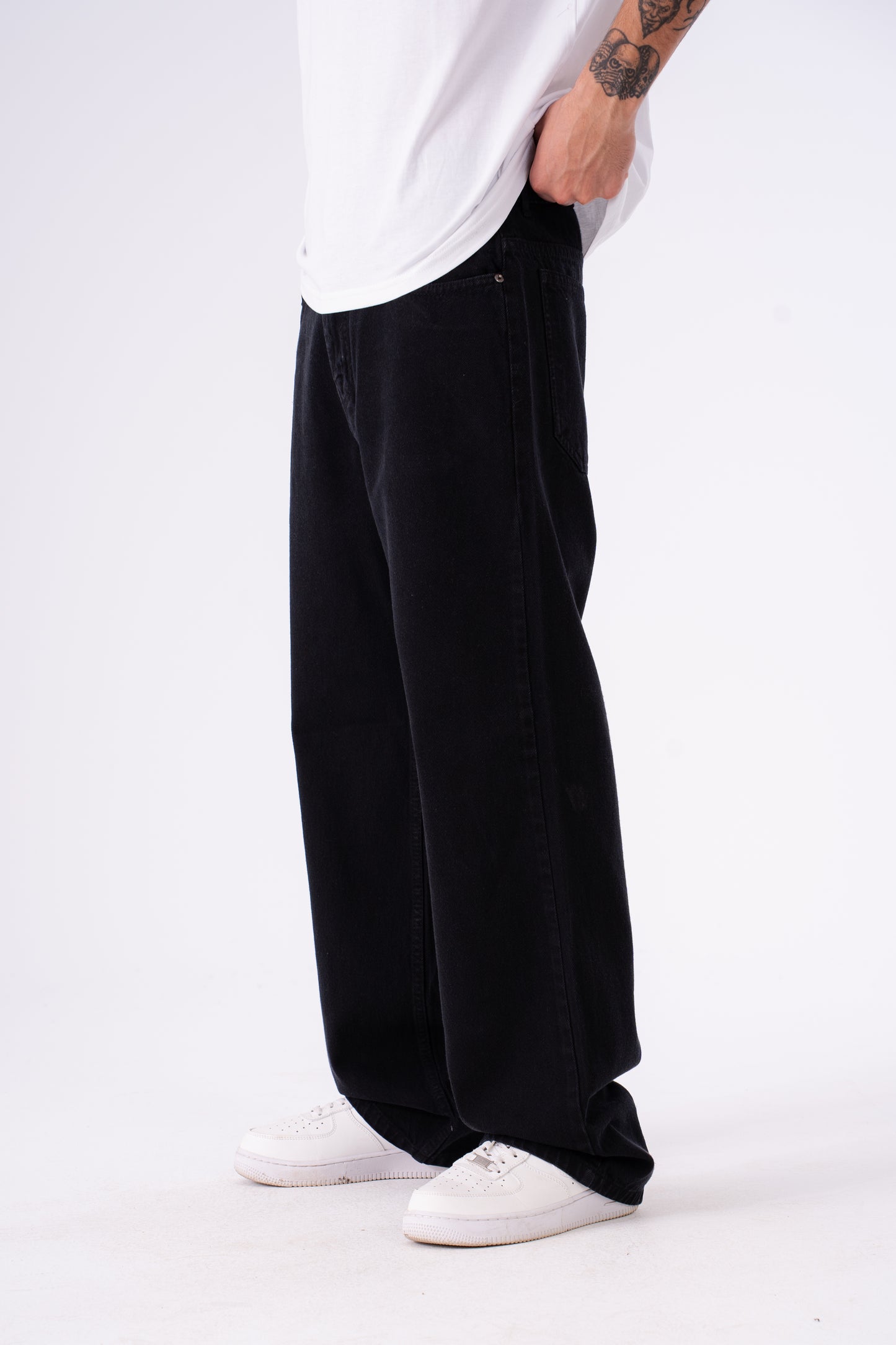 CHARCOAL BLACK BAGGY DENIM