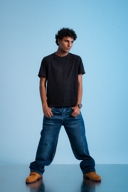 WHITE POCKET DARK BLUE BAGGY