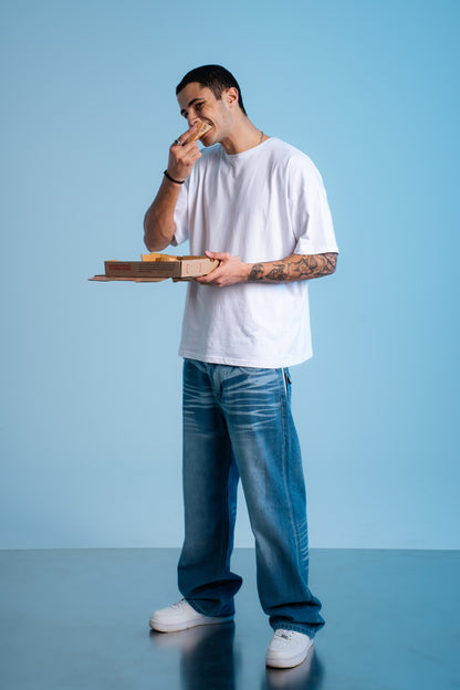 WHITE POCKET LIGHT BLUE BAGGY