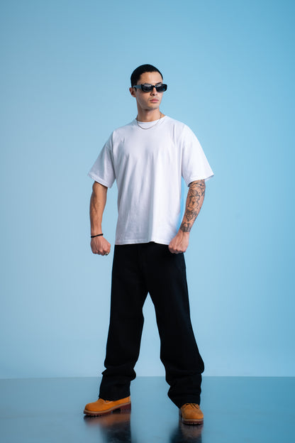 CHARCOAL BLACK BAGGY DENIM