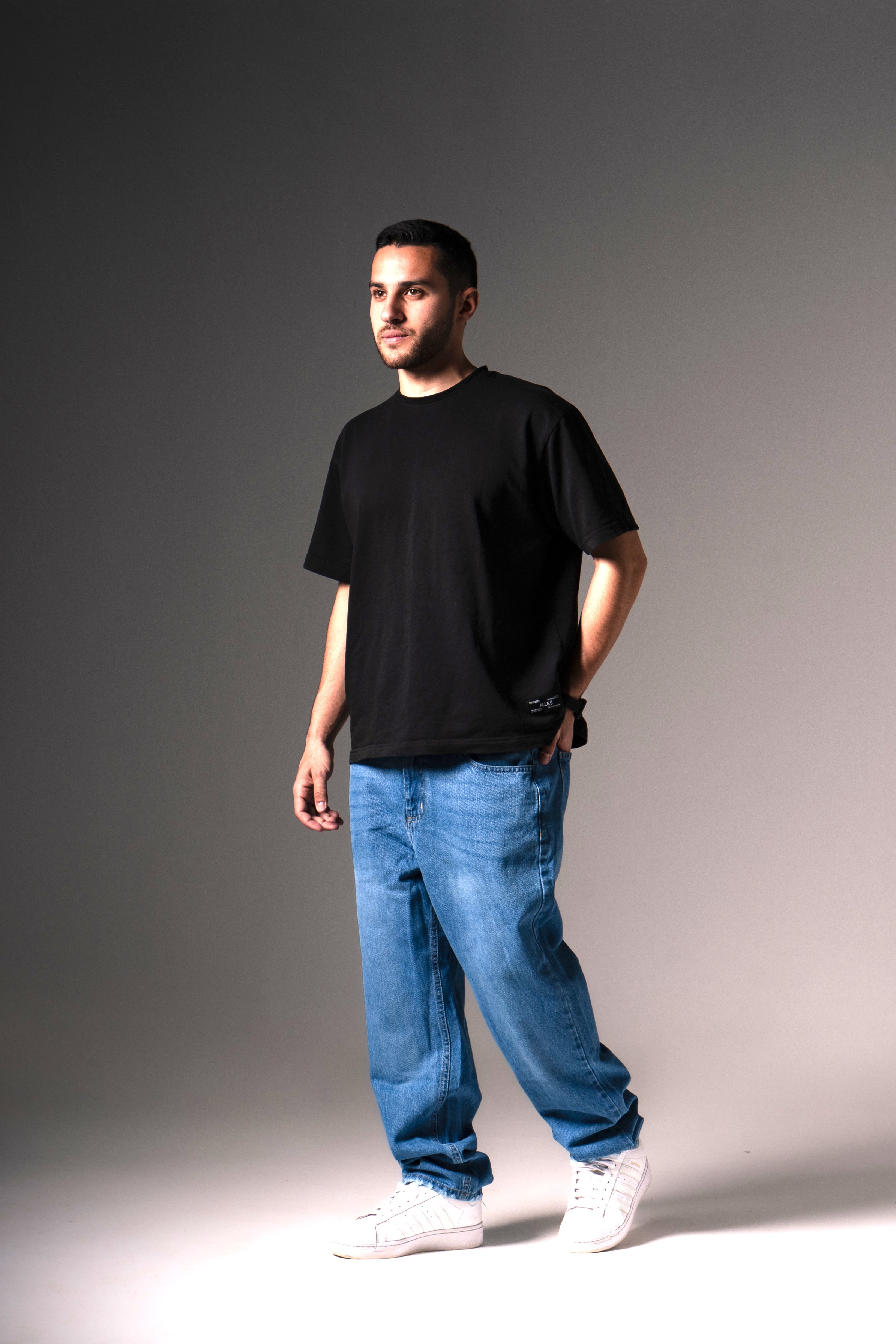 Light Blue Baggy Fit Jeans - Ribbed Cuff