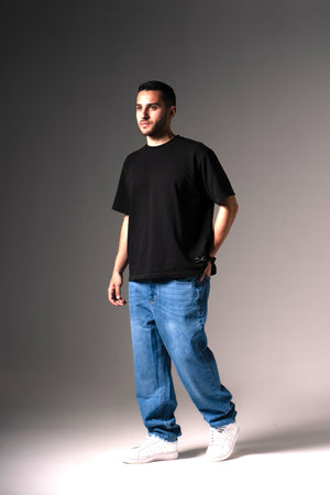 Light Blue Baggy Fit Jeans - Ribbed Cuff