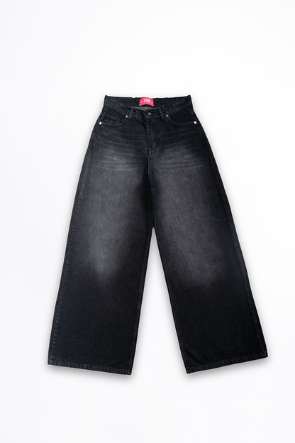 Ash Black Wide Leg Denim