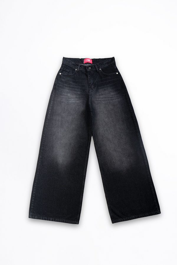 Ash Black Wide Leg Denim