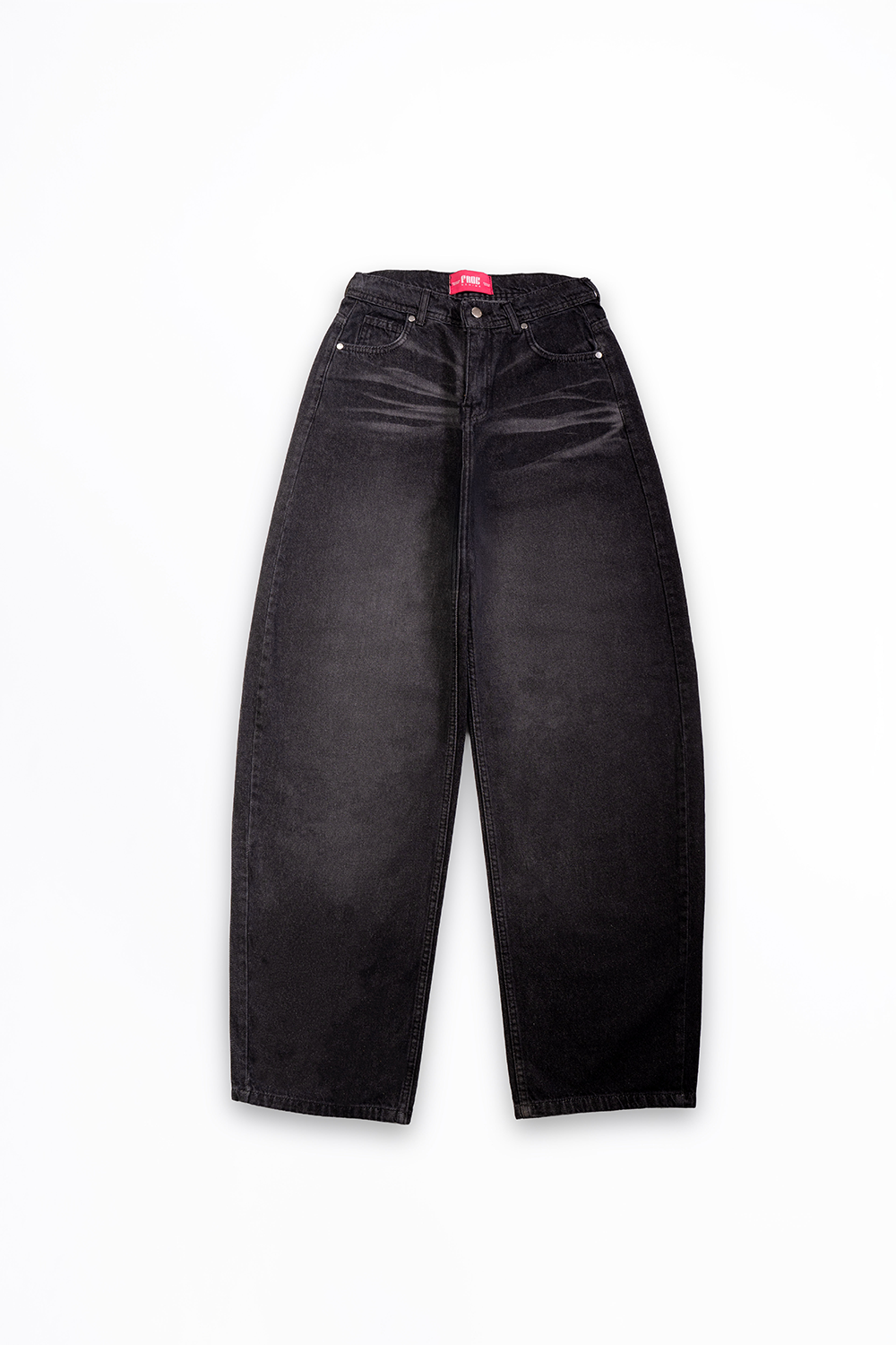 Black baggy jeans on a white background