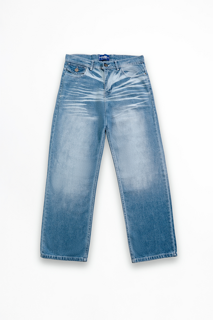 WHITE POCKET LIGHT BLUE BAGGY