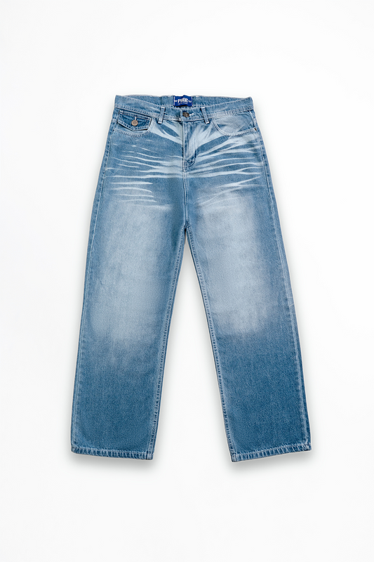 WHITE POCKET LIGHT BLUE BAGGY