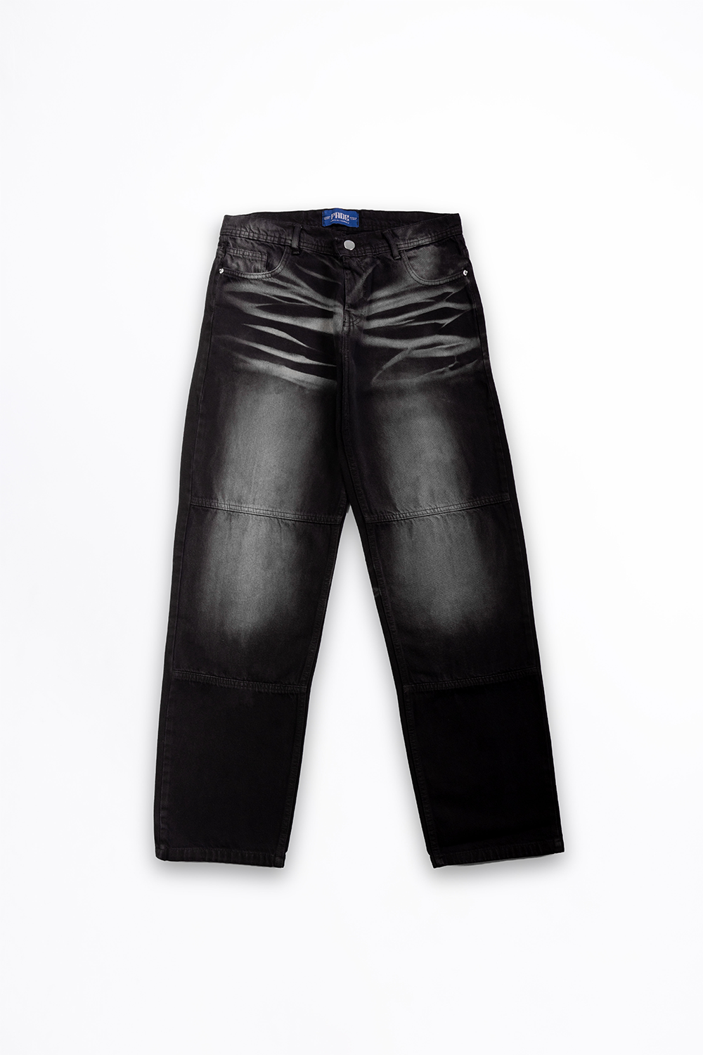 SCRATCHED BLACK BAGGY DENIM